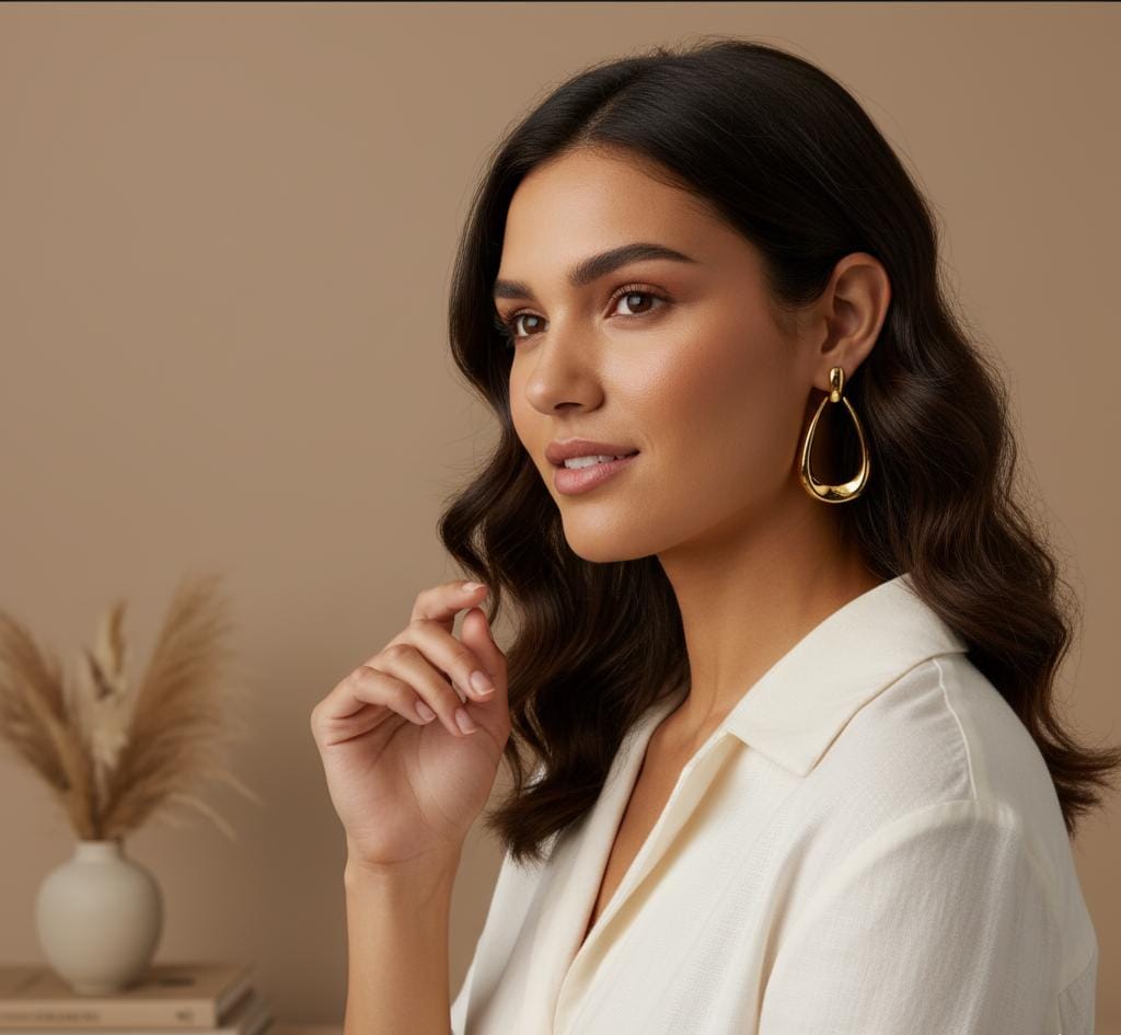 Teardrop 18K Gold Hoops