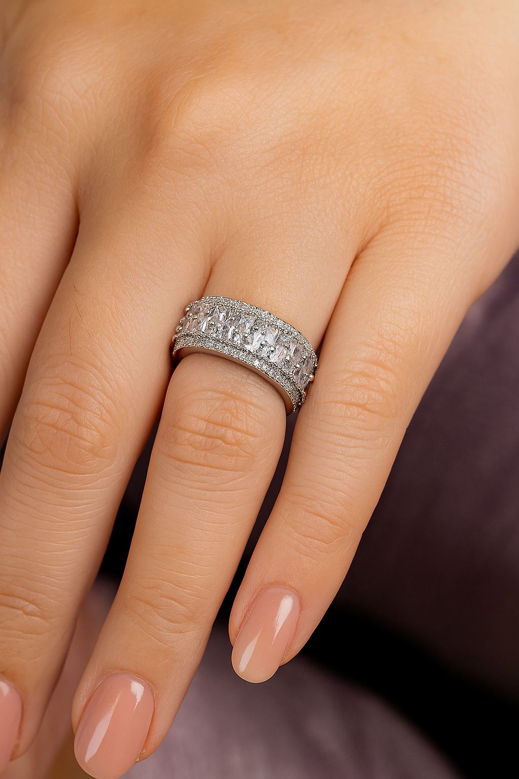 Double Row Baguette - 925 Sterling Silver Ring