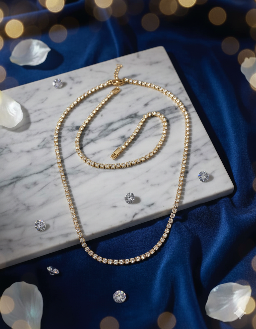 Celestial Sparkle - 18K Gold & Sterling Silver Set