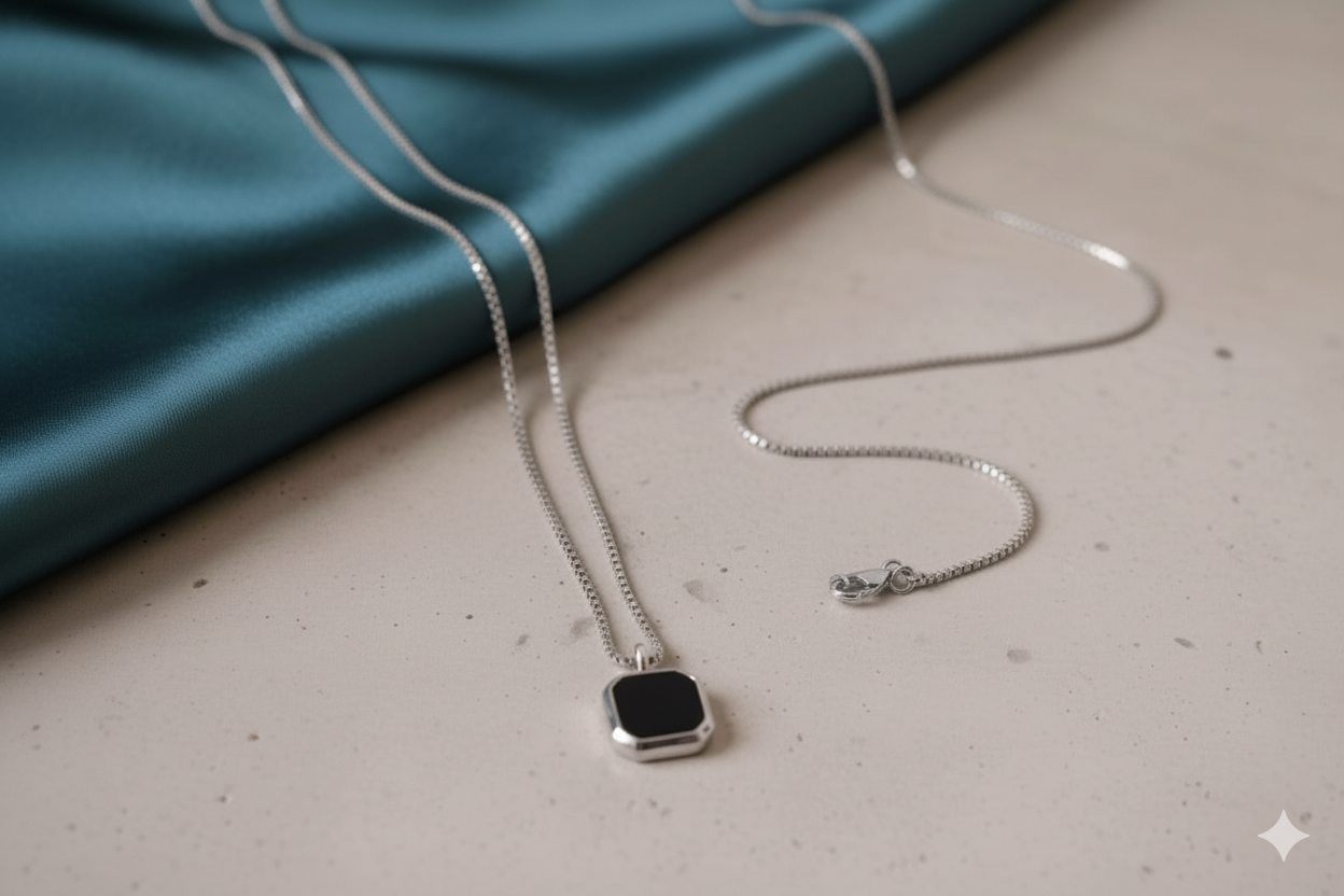 Obsidian Gaze - 316L Stainless Steel Pendant