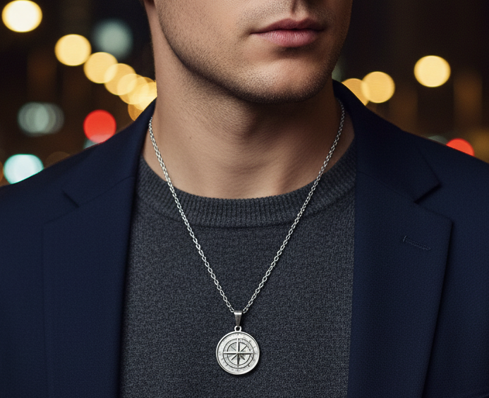 Voyager's Compass - 316L Stainless Steel Pendant