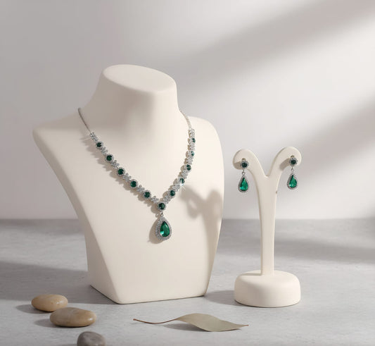 Emerald Cascade - 925 Sterling Silver Set