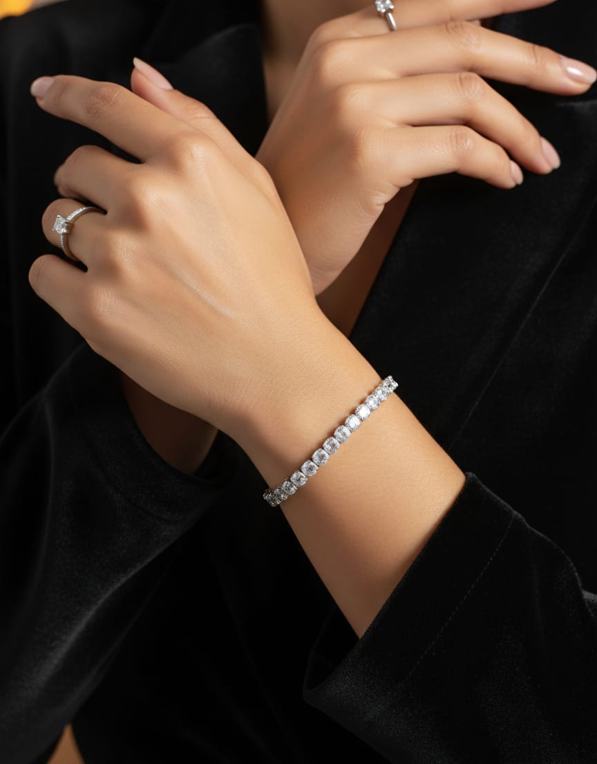 Luna Tennis Bracelet - 925 Silver & 18K Gold