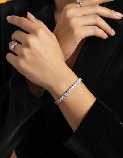 Luna Tennis Bracelet - 925 Silver & 18K Gold