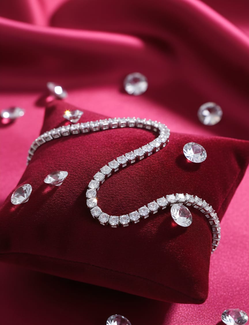 Luna Tennis Bracelet - 925 Silver & 18K Gold