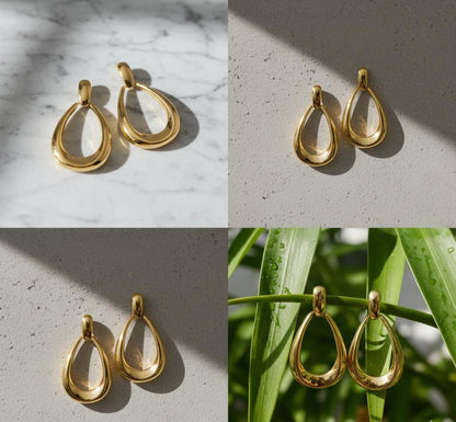 Teardrop 18K Gold Hoops