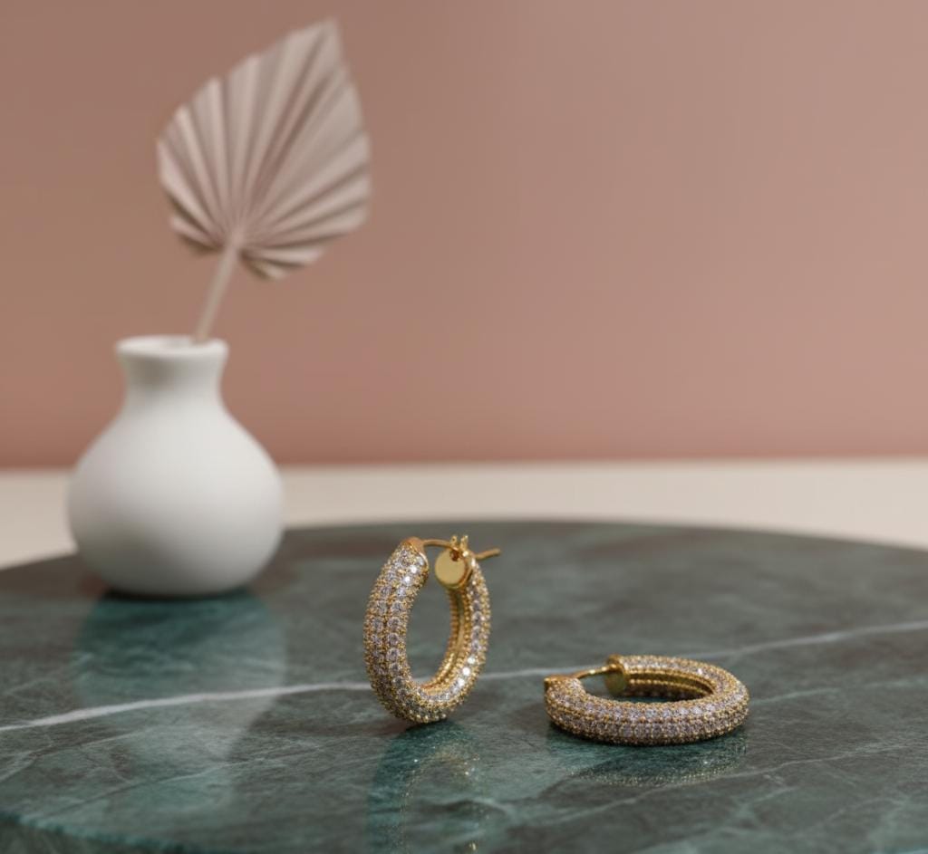 Starlight Hoops - 18K Gold & 925 Sterling Silver