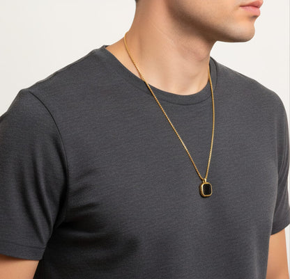 Obsidian Gaze - 316L Stainless Steel Pendant